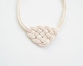 White Beige Neutral Knot Necklace, Rope Jewelry, Nautical Style, Sailor's Knot, Summer Trends, Gift for Her