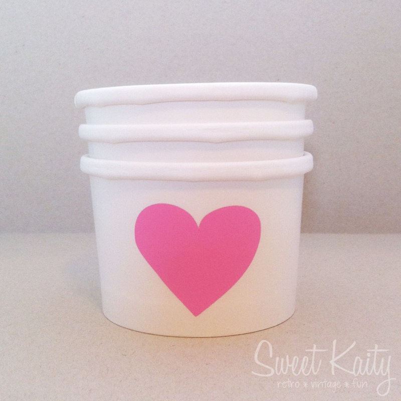 24 Heart Ice Cream Cups - Vinyl Decal on White Paper Ice Cream Cup - Party Cup - Custom Ice Cream Cup - 8 oz Il_170x135