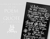 Custom ink drawing, poem or quote of your choice
