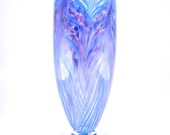 Hand Blown Art Glass Vase - Bright Aqua Blue, Purple, and Lavender