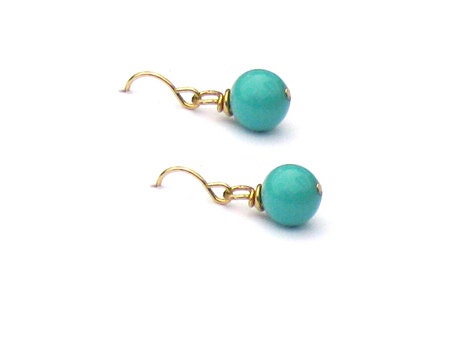 Turquoise Earrings // Beaded Drop Earrings // Handmade Eco-Friendly Jewelry //  Birthstone // Vintage Recycled Gift Idea