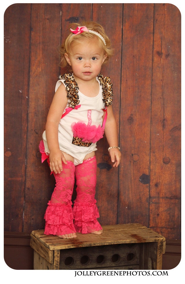 Hot Pink Ruffled Lace Leg Warmers 6 mos. 12 mos. 1 2 3 4 5 6 7 Lacey Hot Pink Tutu Tights Baby Leggins