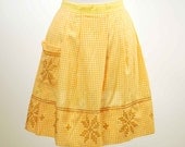 Vintage Embroidered Yellow Gingham Apron