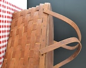 Vintage Picnic Basket - Woven Wood Basket - Split Wood - Double Handles - Summer Picnic