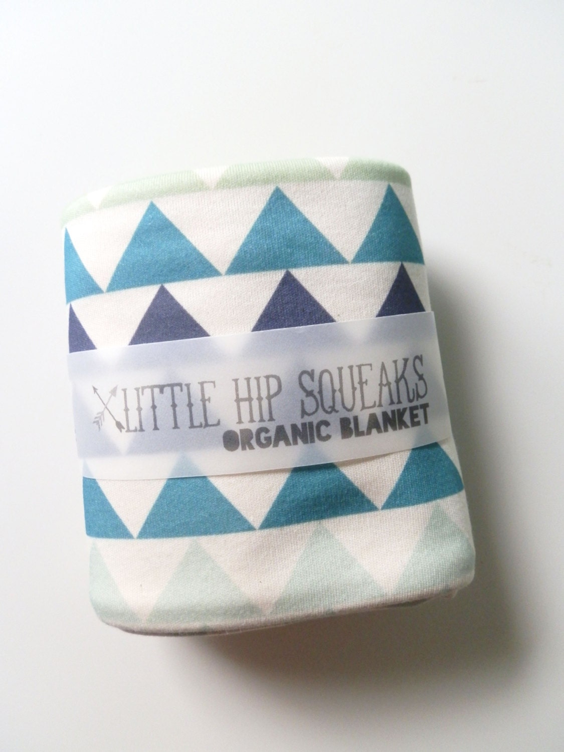 Baby Blanket, Geometric Triangles, Peacock And Seafoam, Modern Organic Baby Bedding, Ready to Ship