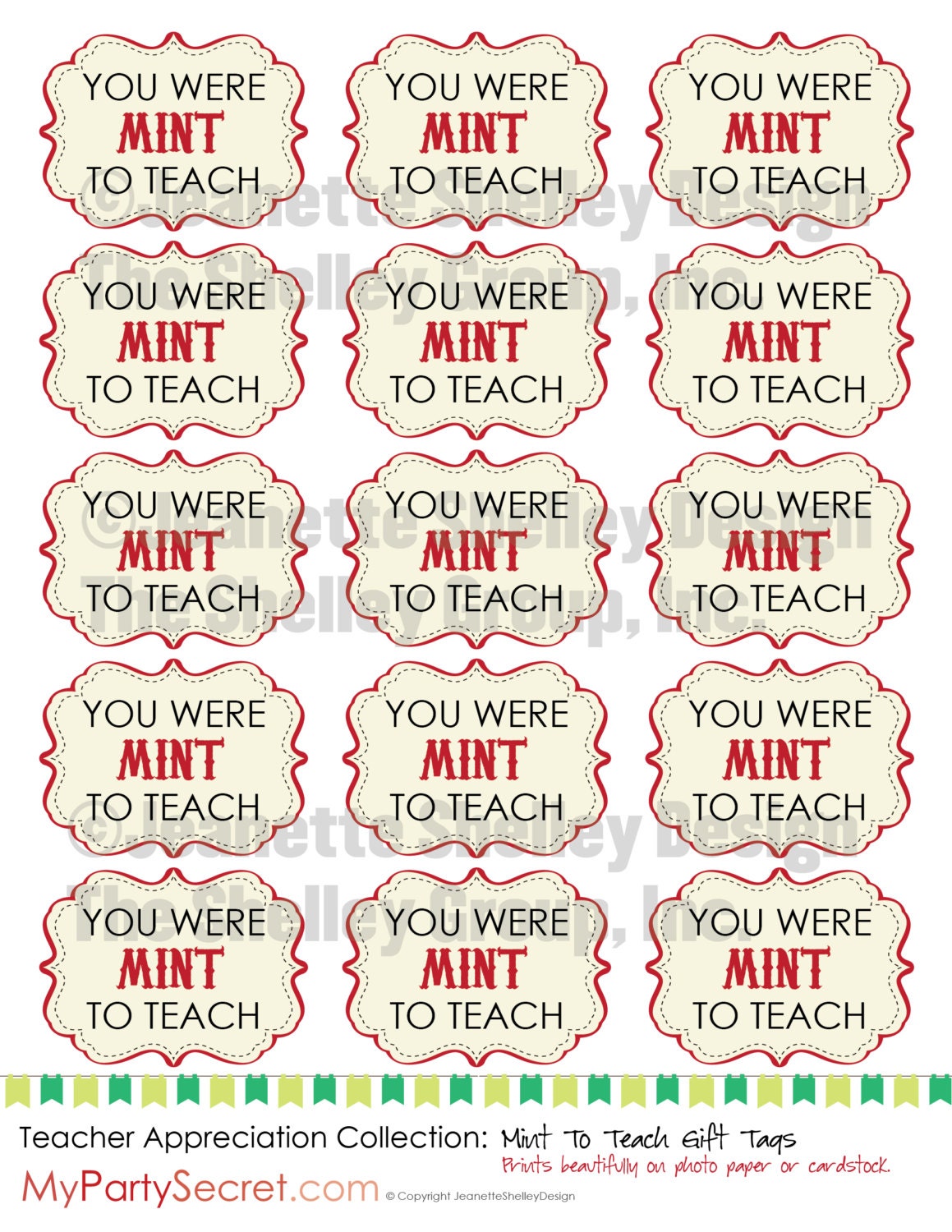 DIY Printable Teacher Appreciation Mint To Teach Gift Tags