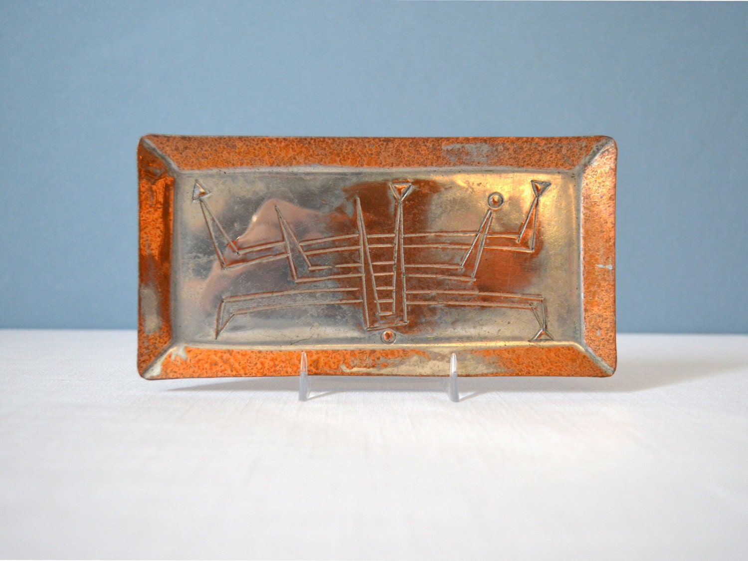Modernist Abstract Copper Tray by Yaad of Israel