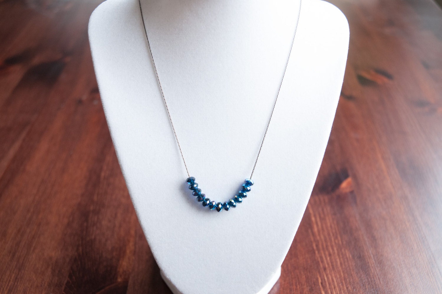 Dark 'n Sparkly Necklace - Gunmetal and Swarovski Crystal - Sapphire Blue