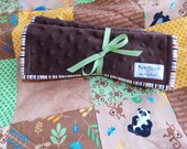 Baby Boy Burp Cloth Set of 2 in Brown Minky and White Terry Cloth