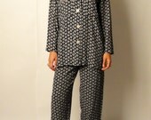vintage 60s printed pajamas- pajamas as clothes - celine inspired - trendy - small S medium M