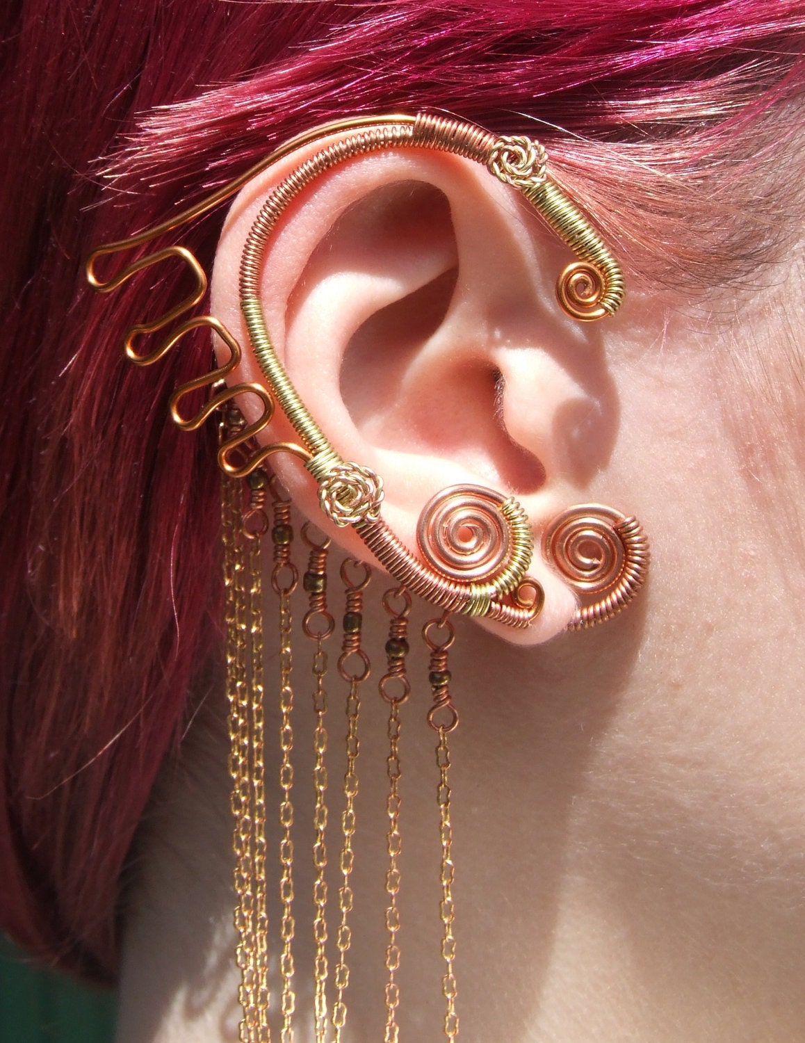 Matched PAIR of Elegant Mermaid Earwraps--No Piercings Necessary