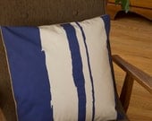 Painted Stripe Hand-Printed Pillow Cover in Navy Blue