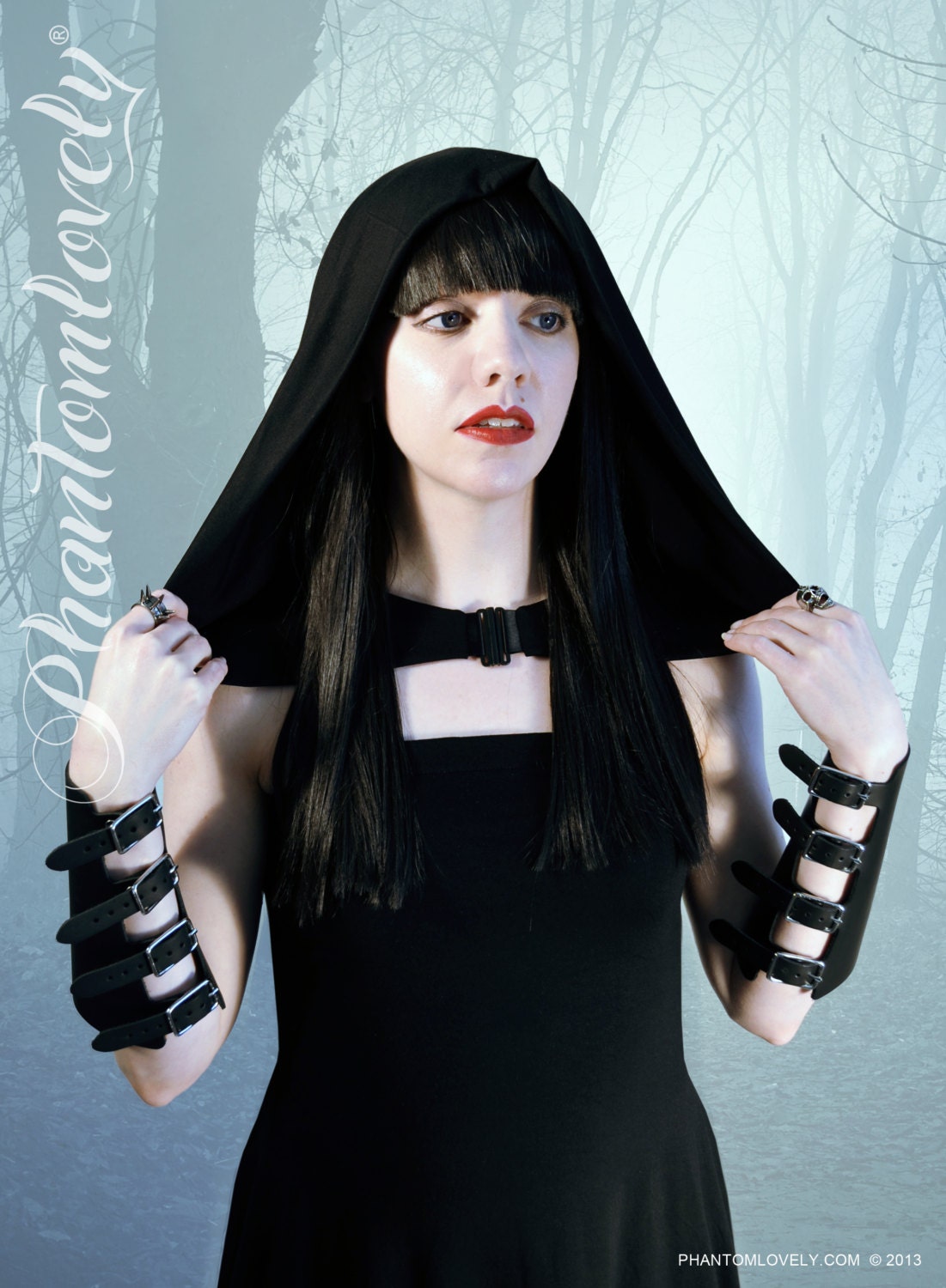 SPELLBOUND Gothic Fairytale Hood Black Hoodie Modal Jersey Fully Lined Ready-to-Ship by phantomlovely