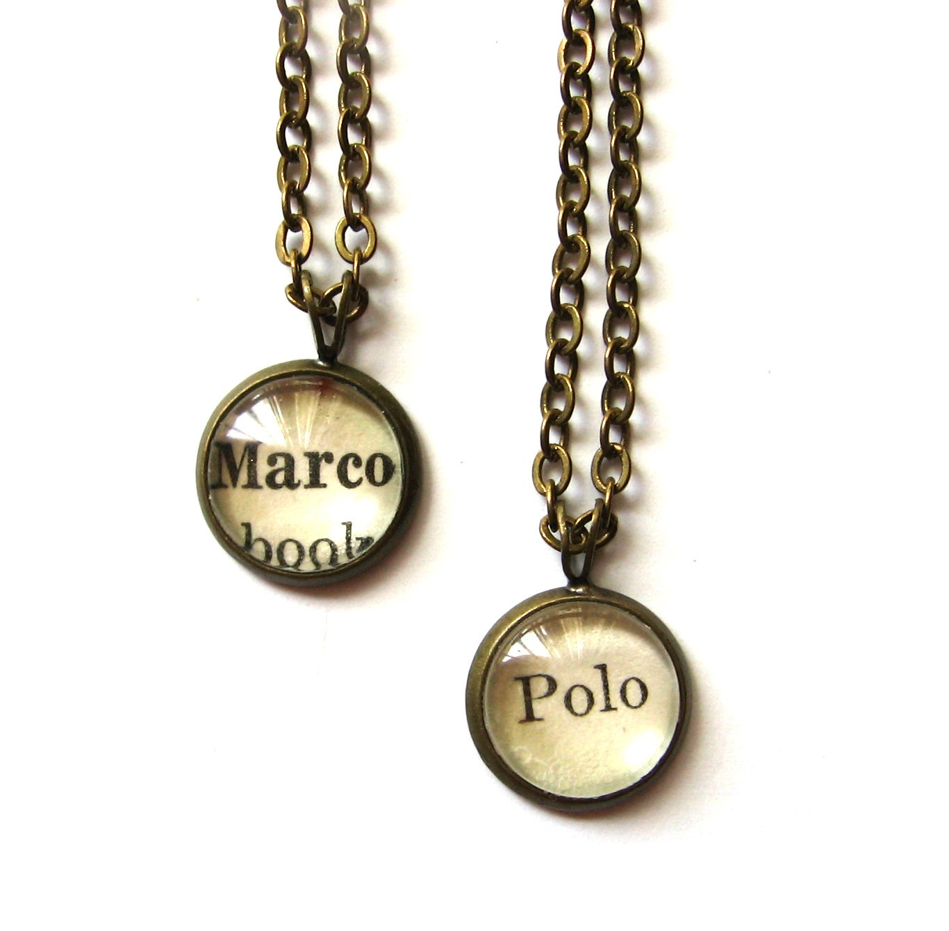 Marco Polo Matching Best Friend Necklaces Vintage Library Card Charms - Set of 2 (TWO)