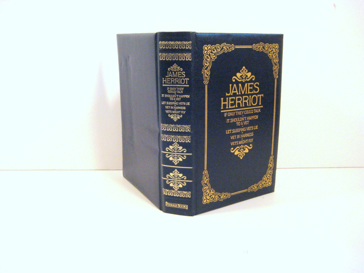 James Herriot, Peerage Books, set of 5 novels, Navy Blue and Gold Hardcover vintage book