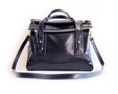 Navy Blue Leather Handbag, Elegant Leather Bag, Dark Blue Leather Satchel, Shoulder Bag, Everyday Bag