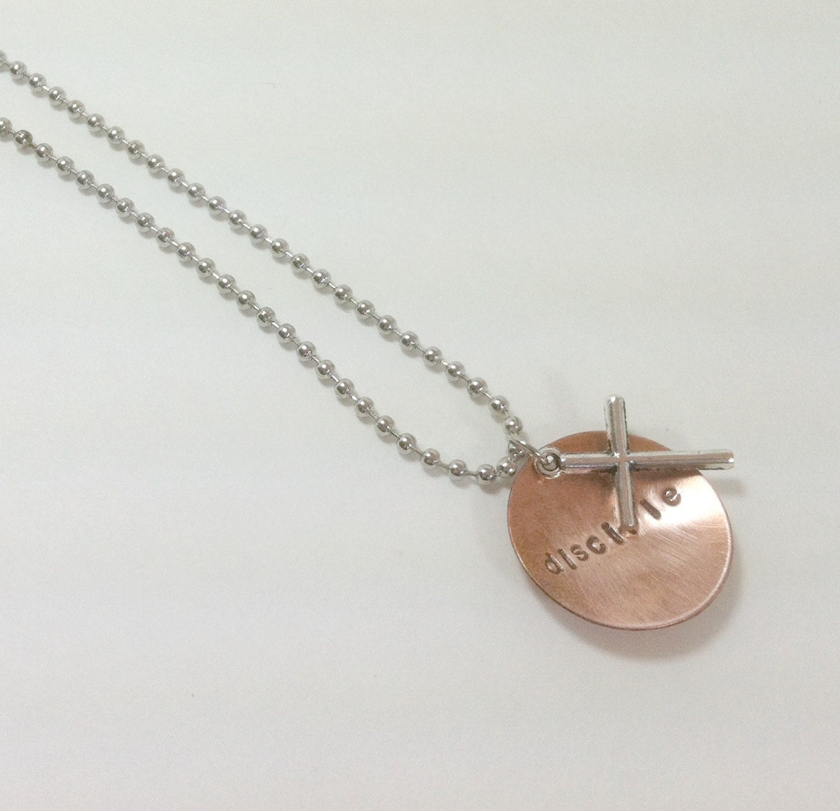 Disciple - Hand Stamped Necklace with Cross - Copper - Get it personalized
