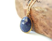 Hokuaonani necklace - dark blue lapis lazuli pendant necklace, 14kt gold filled double strand necklace, delicate gold necklace, maui, hawaii