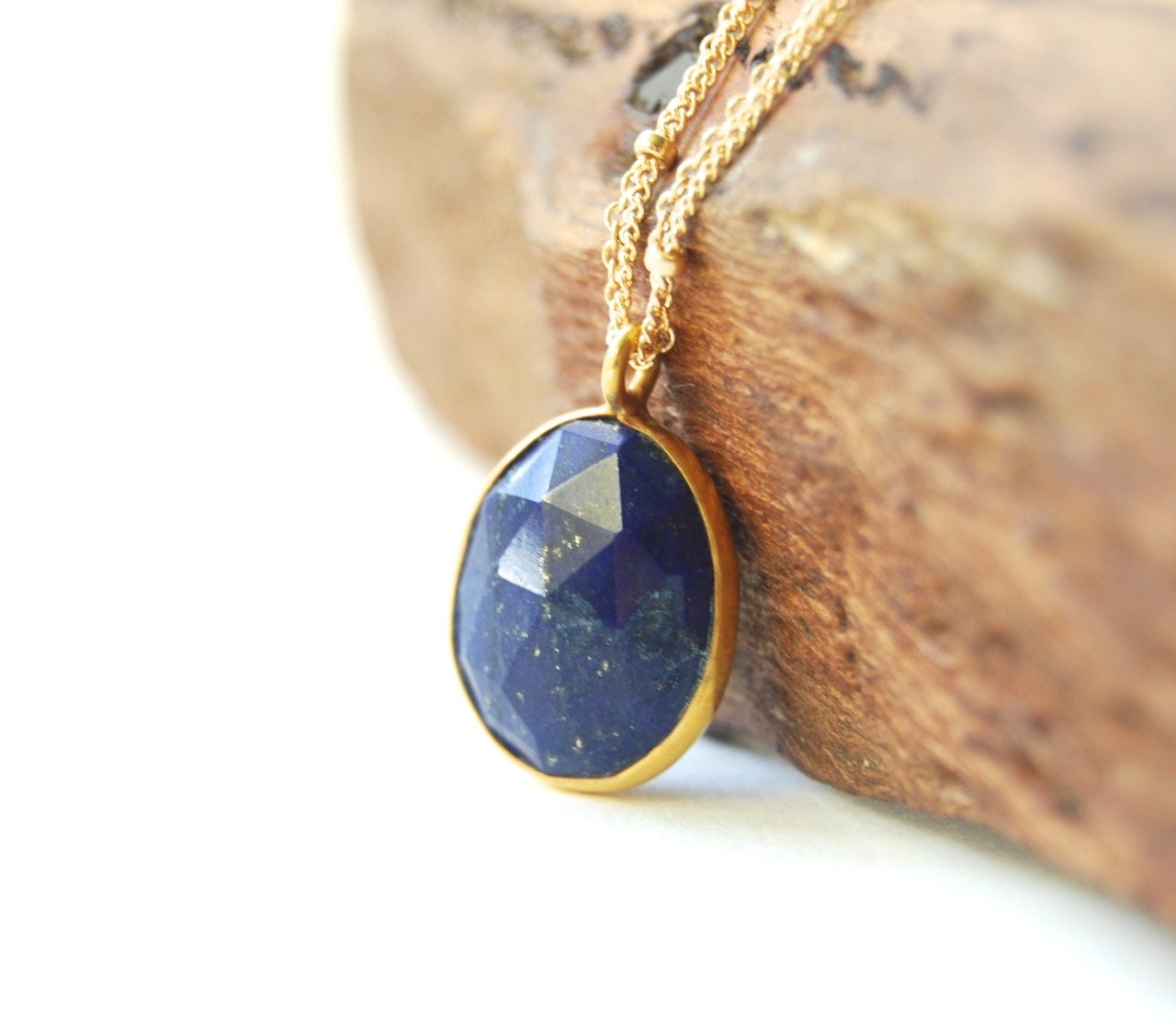 Hokuaonani necklace - dark blue lapis lazuli pendant necklace, 14kt gold filled double strand necklace, delicate gold necklace, maui, hawaii