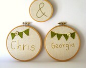 personalized name wedding gift, Hoop art embroidery set of three ,cuples names hoop art,home decor,childrens decor,twins decor
