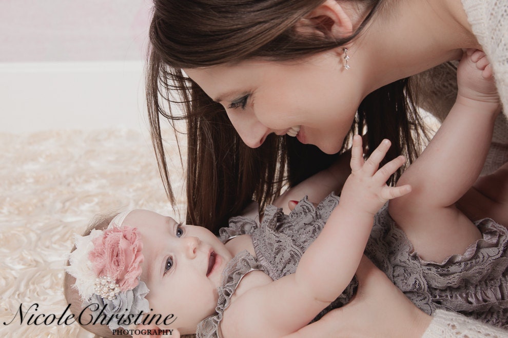 Baby headband, Vintage triple Shabby Headband, Shabby Chic headband, Baby headbands, Baby girl headband, toddler headband