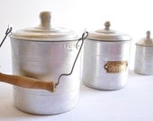 3 Vintage Aluminum Kitchen Canisters