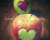 Kitchen Food Apple Red Heart Green Art Photograph 8x10 Still Life Photography Food Photography