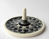 Handmade Ceramic Ring Holder with Hearts and Petals
