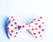 Handmade Classic Bow Tie Pin Brooch Vintage inspired Retro Polka Dot white red Chic Modern :)