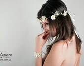 Romantic Bridal Flower Crown, Floral Hair Wreath, Weddings, Flower Tiara, Halo, Circlet, Flower girl Hair Wreath, Spring Wedding