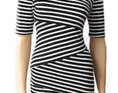 Black and white /cotton/ women's Striped casual /mini dress/ tunic
