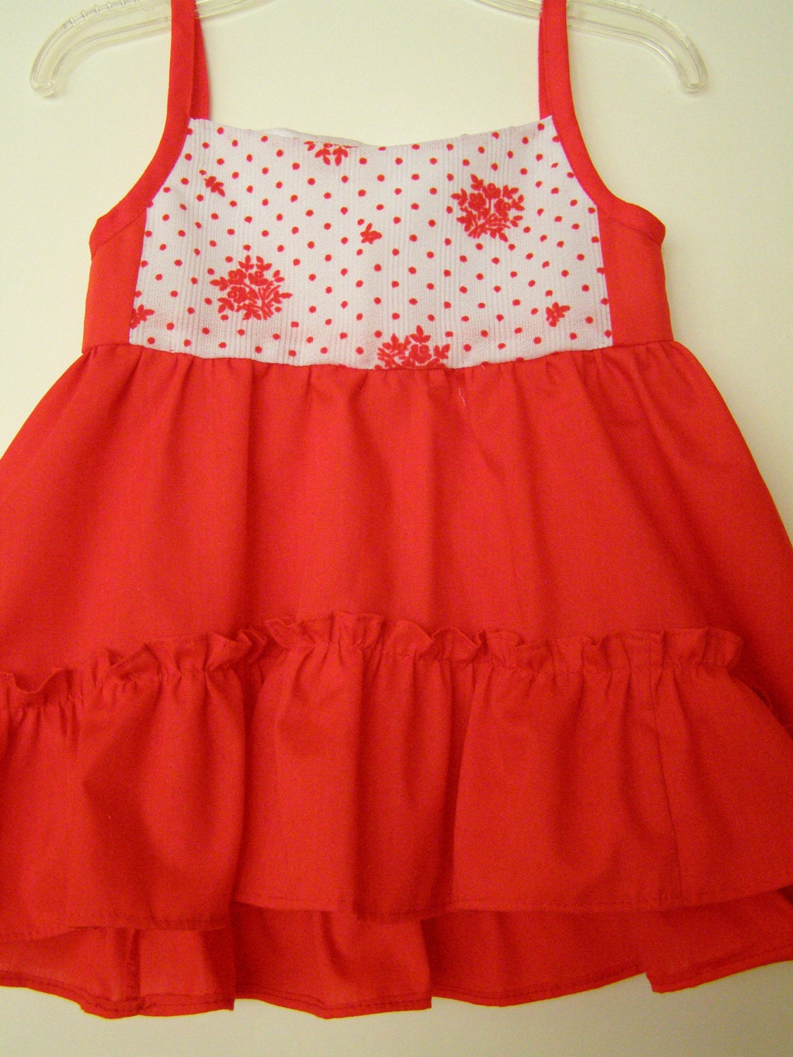 Custom Made Baby Sundress in Bright Red with matching Bloomer Panties size 12 months
