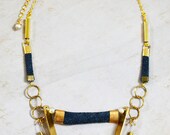 Denim Necklace - Handmade Necklace -  Handcrafted Jewelry - Statement Jewelry - Unique Necklace - Bib Necklace - Fabric Necklace - Jean