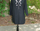 Black Embroidered Tunic Hippie Blouse Boho Blouse Bohemian Blouse Gypsy Top Peasant Top Size 2 X Plus Size Womens Fashion