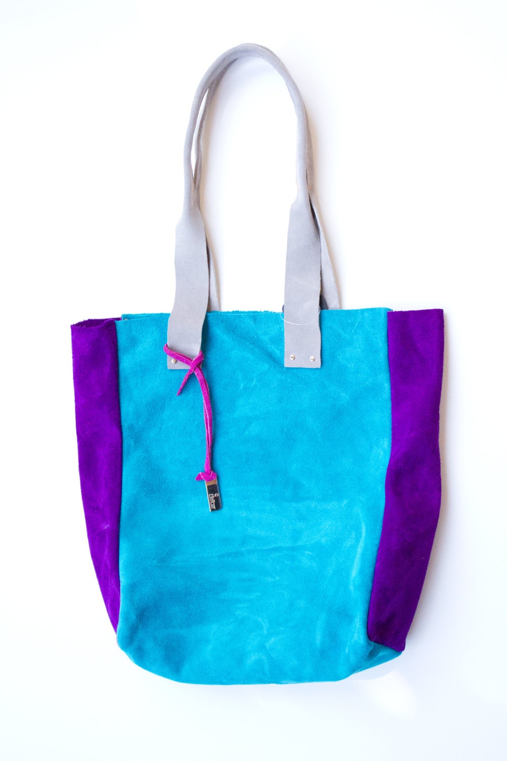 NEW - Color Blocked Suede Leather Market Tote - Choose Your Colors