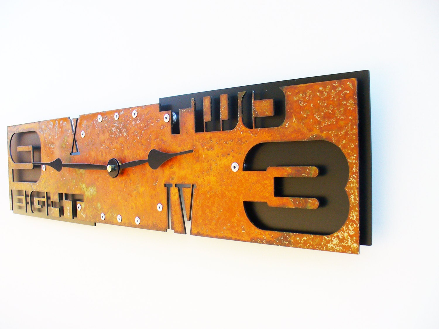Outnumbered III Modern Wall Clock (Rusted) w/ Black Back