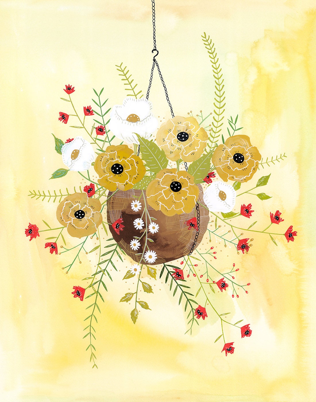 March's Flowers--original watercolor and gouache painting