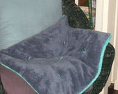 Cat Bed-Dog Bed: Comforter for pets in turquoise & steel-blue microplush