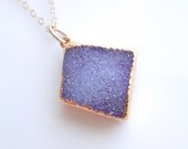 Druzy Necklace in Purple, OOAK