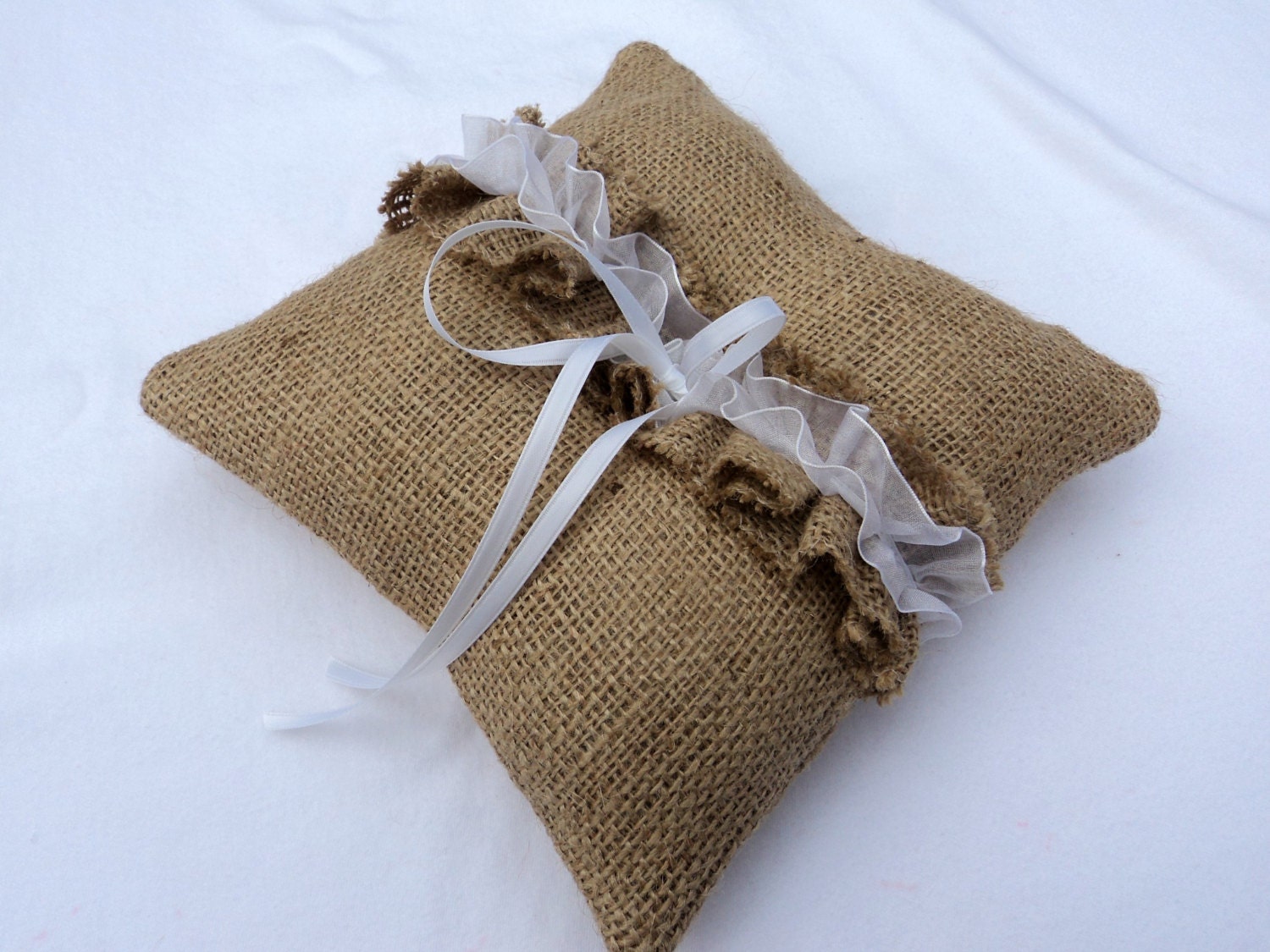 Burlap Ring Bearer Pillow Rustic Chic Wedding Decor