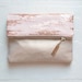 SHIMMER. Blush Pink Sequin Clutch. Gold Metallic Clutch. Sequin Fold Clutch.