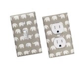 Gray Elephant Light Switch Plate & Outlet Cover / Gender Nuetral Nursery Decor / Kids Room Switchplate / Slightly Smitten Kitten