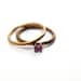 Eco friendly pink sapphire and peach gold matte bronze stacking ring set.  For valentines, birthday, engagement, wedding, anniversary gift.
