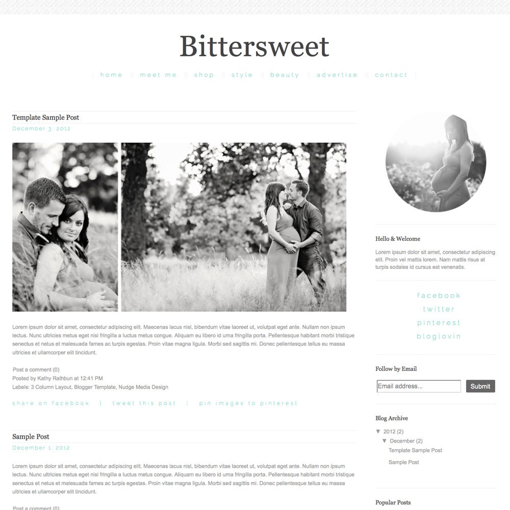 Blogger Template - Blog Design Simple, Minimalist INSTANT DOWNLOAD