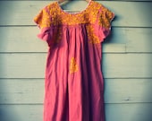 Vintage 1970's Embroidered Mexican Mini Dress