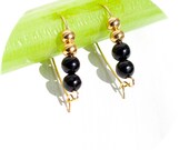 delicate black earrings black drop earring dangle earrings jade earrings statement earring rusteam