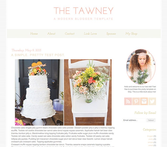 Premade Blogger Template - The Tawney