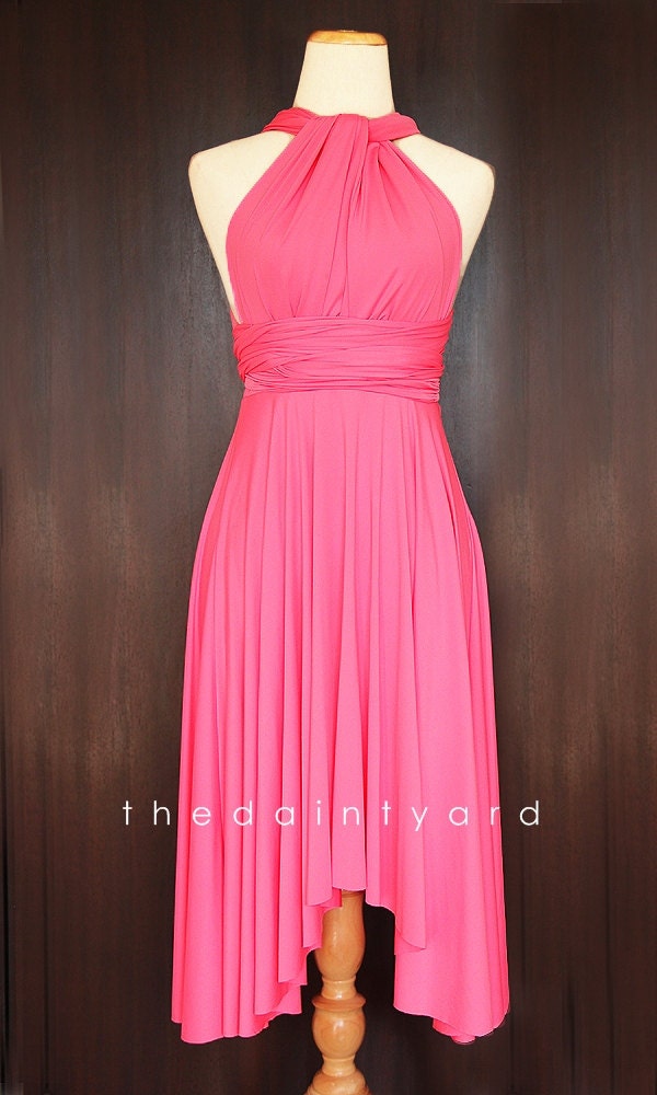 Candy Pink Bridesmaid Convertible Dress Infinity Dress Multiway Dress Wrap Dress Wedding Dress