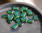 Last Listing - 10 Calming Waters - Czech Glass Polished Rectangle Beads