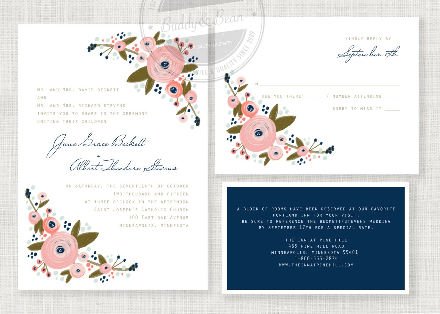 Molly. printable wedding invitation suite